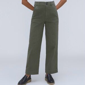 Everlane Women's Wide Leg Pants in Olive Green